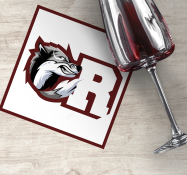 Posavasos personalizable monograma de lobo - TenVinilo