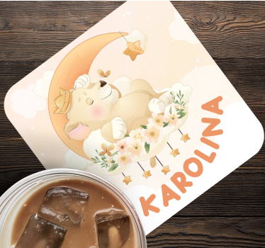 Posavasos personalizable oso durmiendo con estrellas - TenVinilo