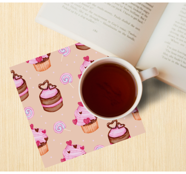 Posavasos personalizable patrón de cupcakes dulces - TenVinilo