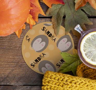 Posavasos personalizable patrón de erizos adorables - TenVinilo