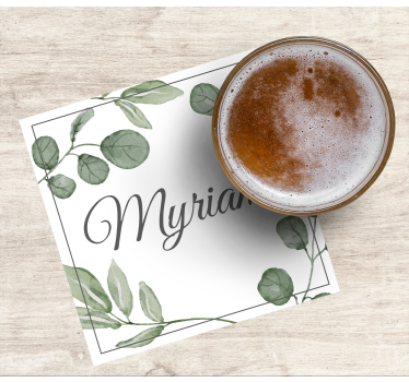 Posavasos personalizable patrón de hojas elegante - TenVinilo