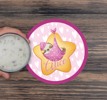 Posavasos personalizable perezoso durmiendo con estrella - TenVinilo