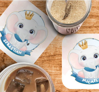 Posavasos personalizable retratos de elefantes - TenVinilo