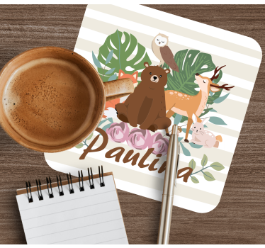 Posavasos personalizable reunión de animales lindos - TenVinilo