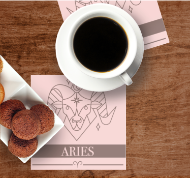 Posavasos personalizable símbolo zodiacal aries - TenVinilo