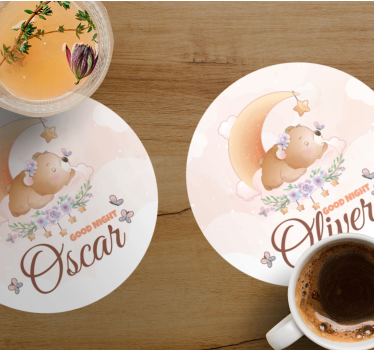 Posavasos personalizable tema de osito para dormir - TenVinilo