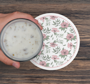 Posavasos redondo con patrón floral - TenVinilo
