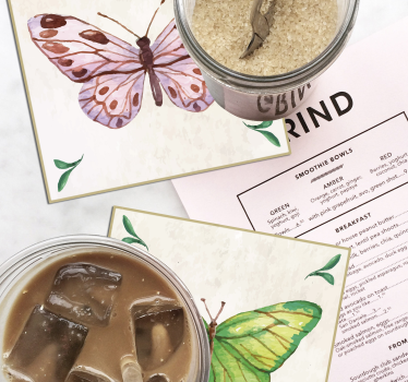 Posavasos retro azulejos de mariposas - TenVinilo