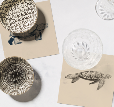 Posavasos retro Dibujos de tortugas - TenVinilo