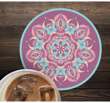 Posavasos retro Mandala azul violeta rosa - TenVinilo