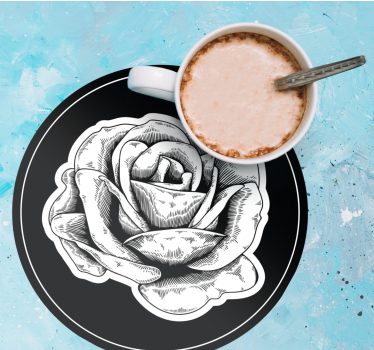 Posavasos rosa negra intrincada - TenVinilo
