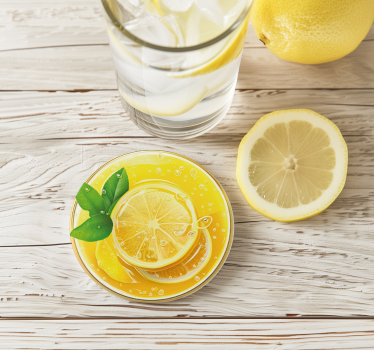 Posavasos vaso de limonada con limones - TenVinilo