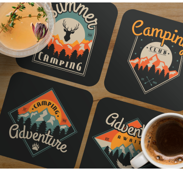 Posavasos vintage gráficos de aventura en camping - TenVinilo