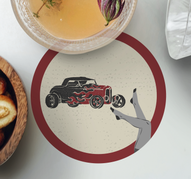 Posavasos vintage hot rod en llamas - TenVinilo