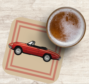 Posavasos vintage ilustración de convertible vintage - TenVinilo