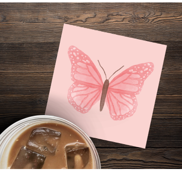 Posavasos vintage ilustración de mariposa rosa - TenVinilo