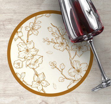 Posavasos vintage madera grabada floral - TenVinilo