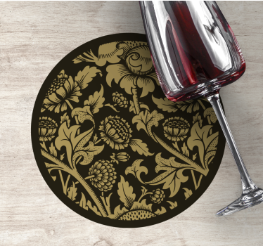 Posavasos vintage patrón floral dorado - TenVinilo