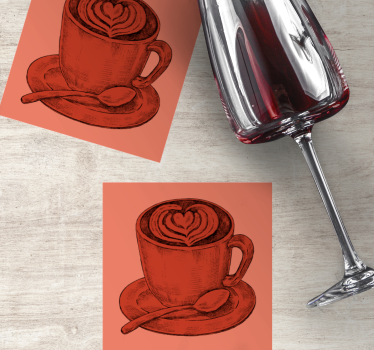 Posavasos vintage taza con motivo de corazón - TenVinilo