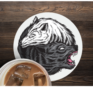Yin yang lobo ilustración halloween posavasos - TenVinilo