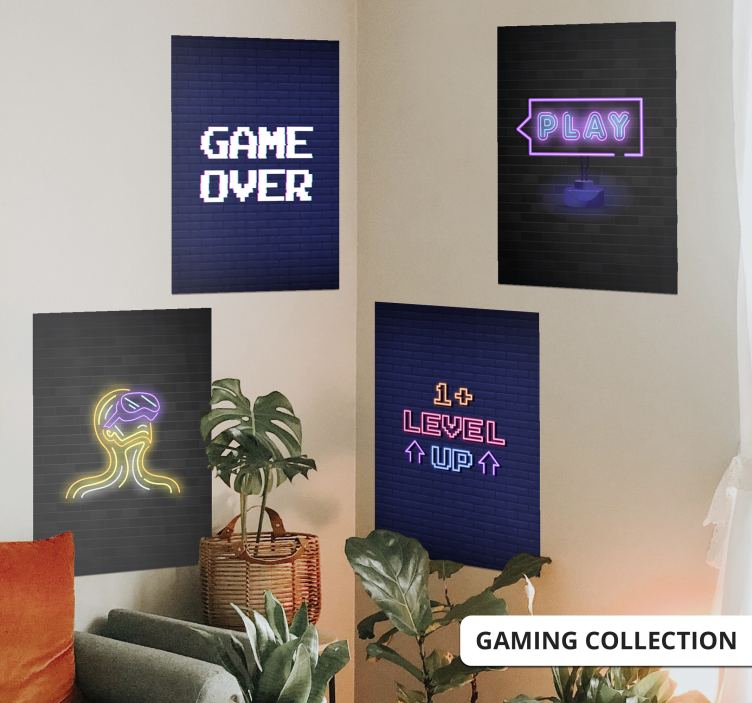 Poster gaming con texto play - TenVinilo