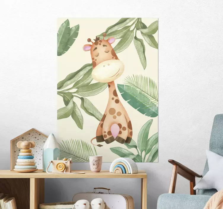 Poster decorativo jungla con jirafa - TenVinilo