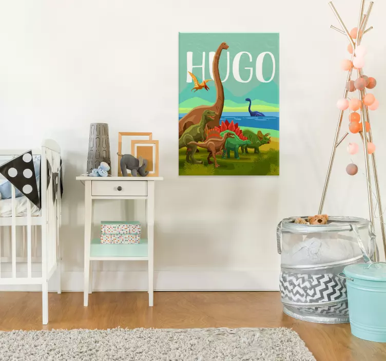 Poster de dinosaurio con nombre personalizado - TenVinilo