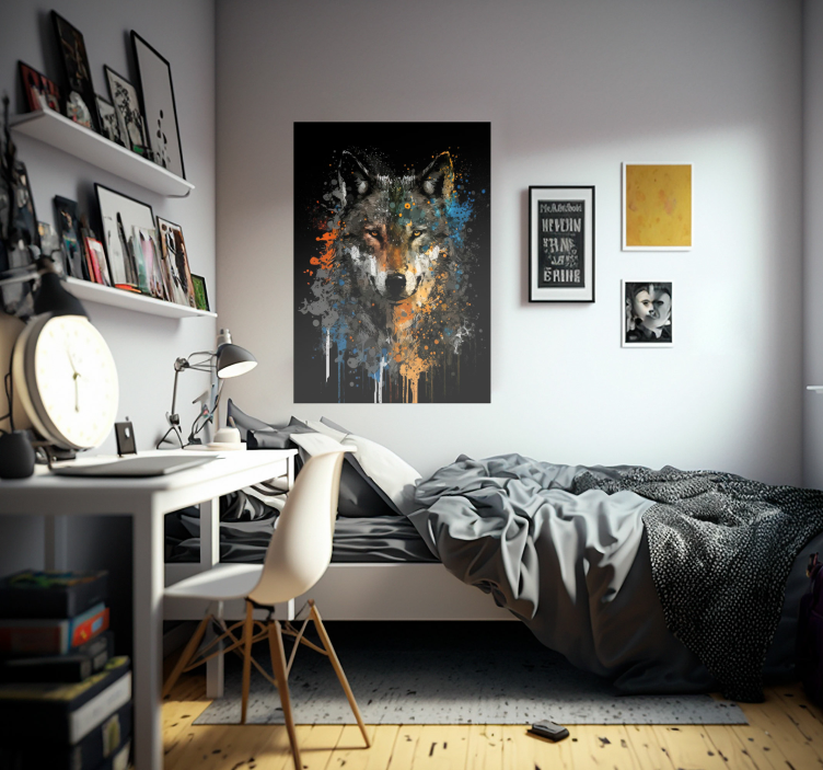 Poster animales lobo en pintura - TenVinilo