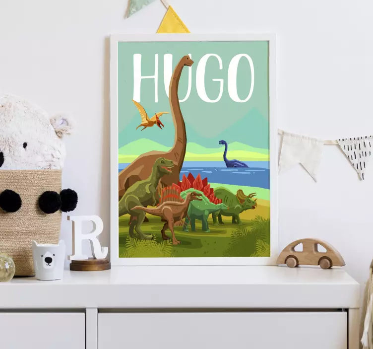 Poster de dinosaurio con nombre personalizado - TenVinilo