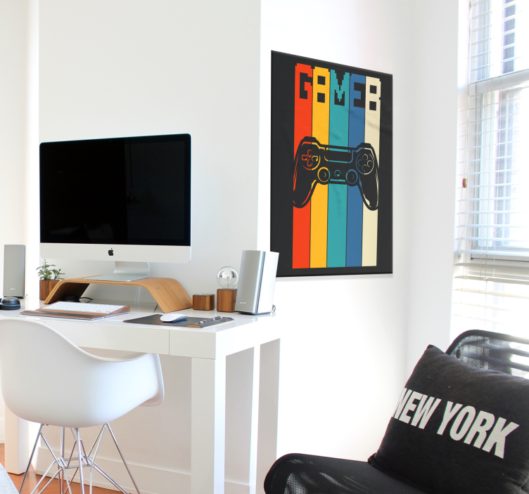 Poster de gamer colores con mando - TenVinilo