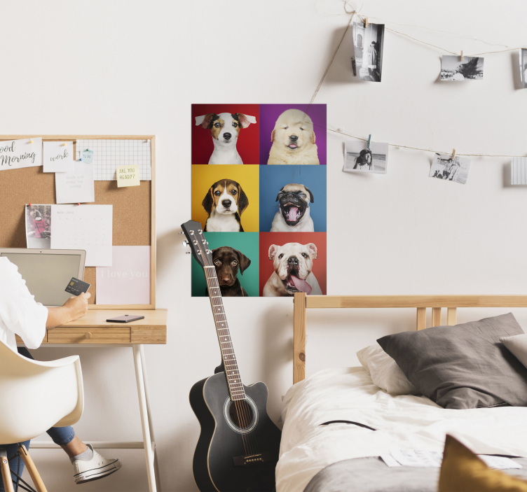 Póster moderno cachorros retro - TenVinilo