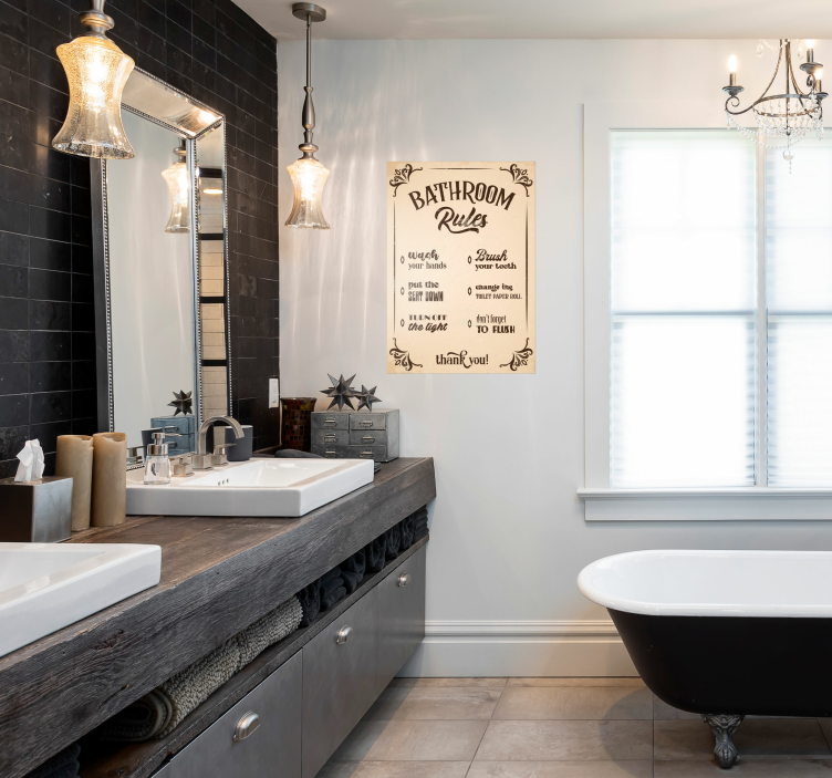 Poster baño reglas del baño - TenVinilo