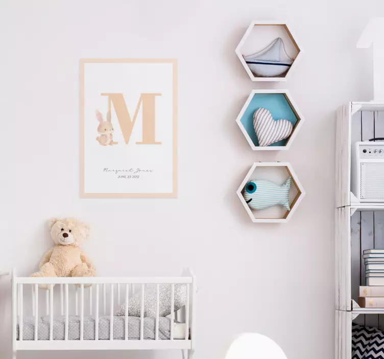 Poster personalizable inicial para bebes - TenVinilo