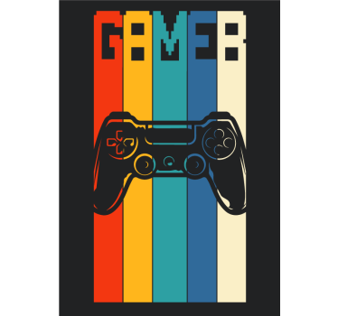 Poster de gamer colores con mando - TenVinilo