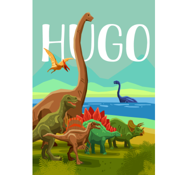 Poster de dinosaurio con nombre personalizado - TenVinilo