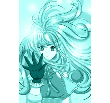 Póster chica azul estilo anime - TenVinilo