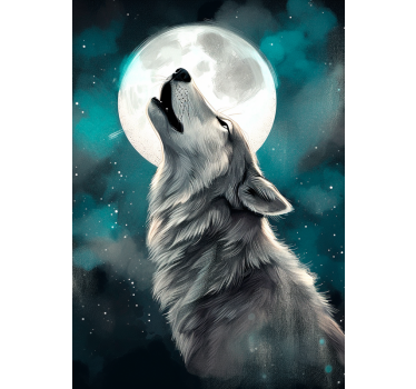 Poster animales aullido de lobo - TenVinilo
