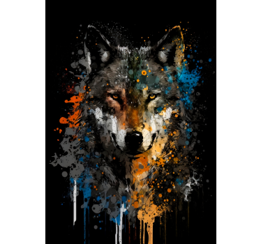 Poster animales lobo en pintura - TenVinilo