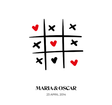 Poster personalizable amor juego de tres en raya - TenVinilo