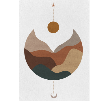 Poster arte puesta de sol minimalista y montañas - TenVinilo