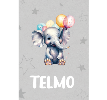 Poster animales elefante bebé con globos - TenVinilo