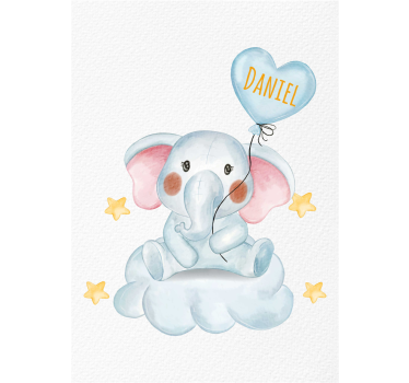 Poster dormitorio infantil lindo elefante con globo - TenVinilo