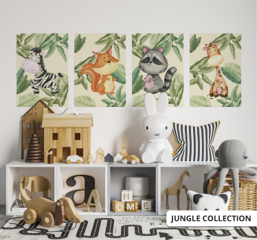 Poster decorativo jungla con mapache - TenVinilo