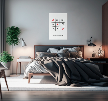 Poster personalizable amor juego de tres en raya - TenVinilo