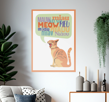 Poster dormitorio infantil los gatos maullan - TenVinilo