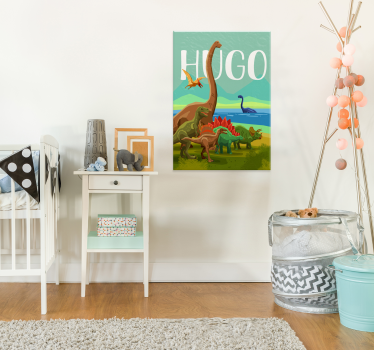 Poster de dinosaurio con nombre personalizado - TenVinilo