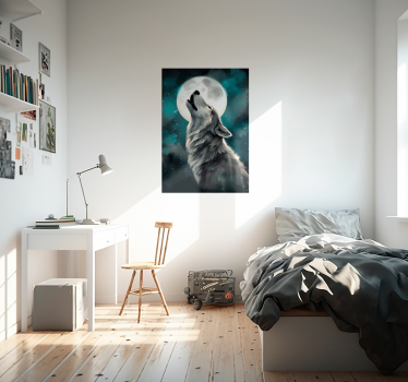 Poster animales aullido de lobo - TenVinilo