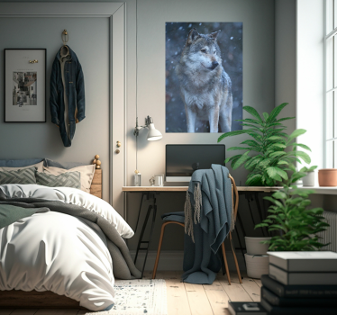 Poster animales lobo en la nieve - TenVinilo