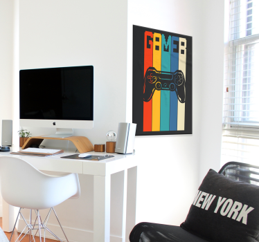 Poster de gamer colores con mando - TenVinilo