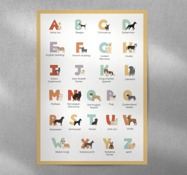 Poster razas de perro alfabéticamente - TenVinilo